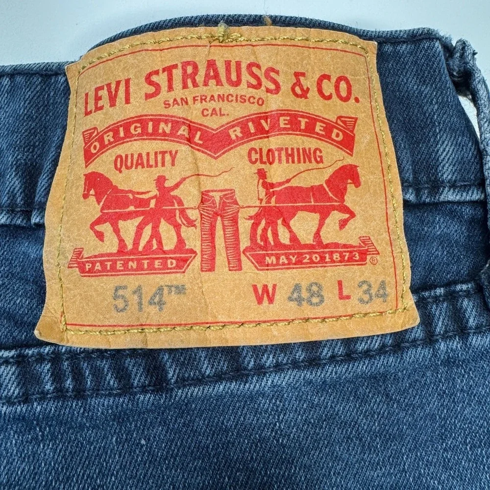Levi's 514 Jeans Mens 46x31 Tagged 48x34 Dark Wash Straight Fit Denim Cotton